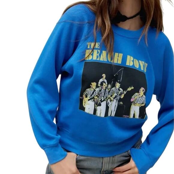 DAYDREAMER The Beach Boys Concert Washed Cobalt Raglan Crew New w/ Tag MSRP $146 - Picture 2 of 15